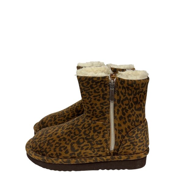 Steve Madden Oakley Girl's Ankle Boot Leopard Faux Suede Brown Size 3 NEW - Picture 4 of 9